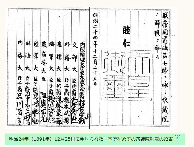 大日本帝国憲法時代の衆議院解散詔書