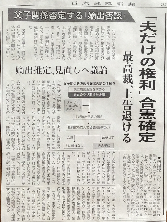 ２０２０年２月８日付の日本経済新聞記事